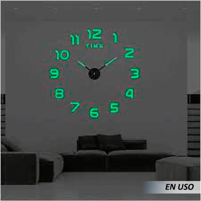 Reloj de pared luminoso autoadhesivo